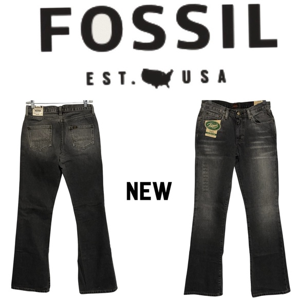 Fossil Brand Starfire Black Acid Low rise flare Ez zip fly Sz 2 Reg. NWT - Picture 1 of 16